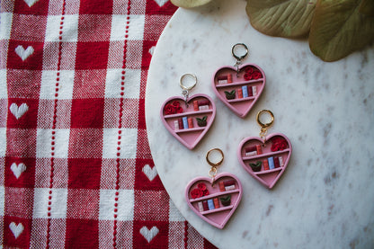 3D Heart Bookshelf Earrings