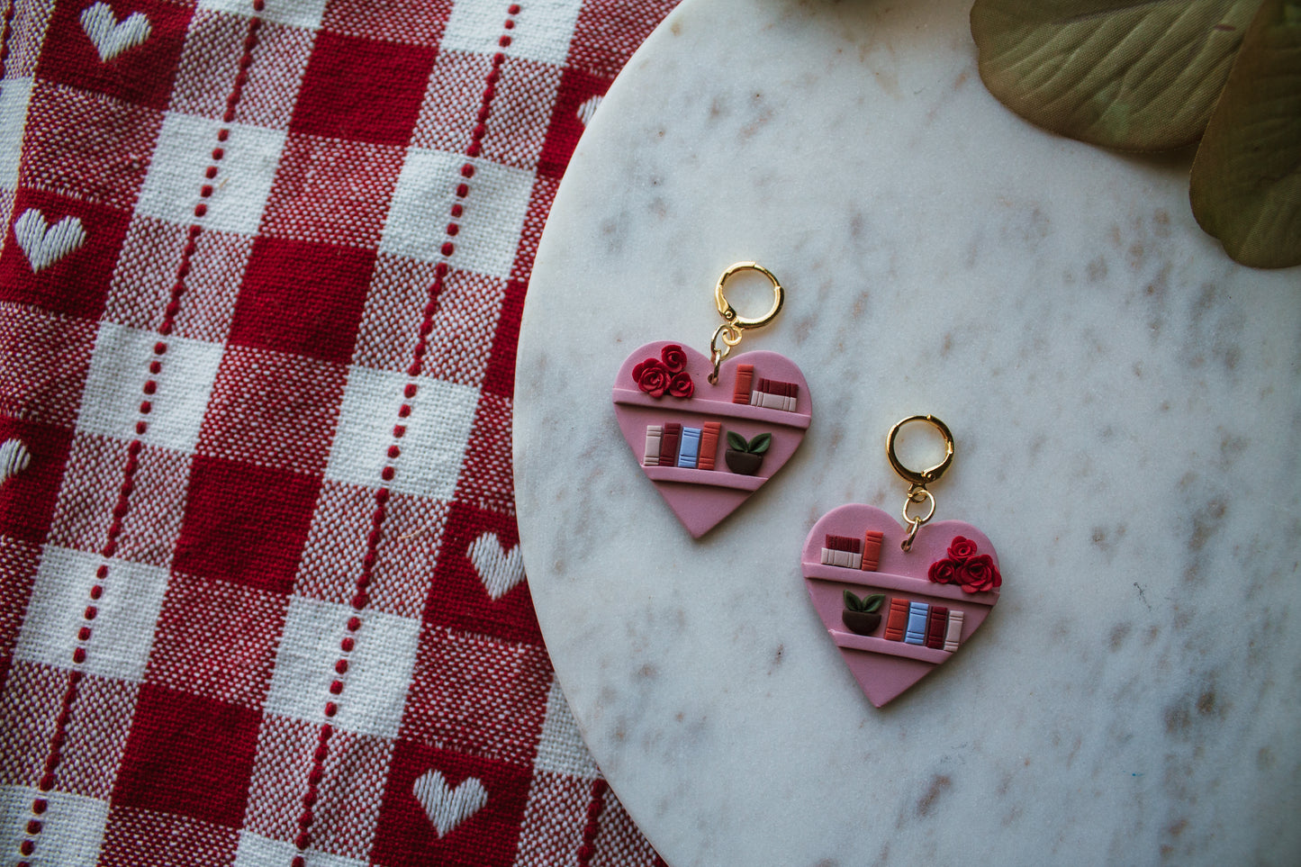 Heart Shaped Bookshelf Earrings *MADE TO ORDER