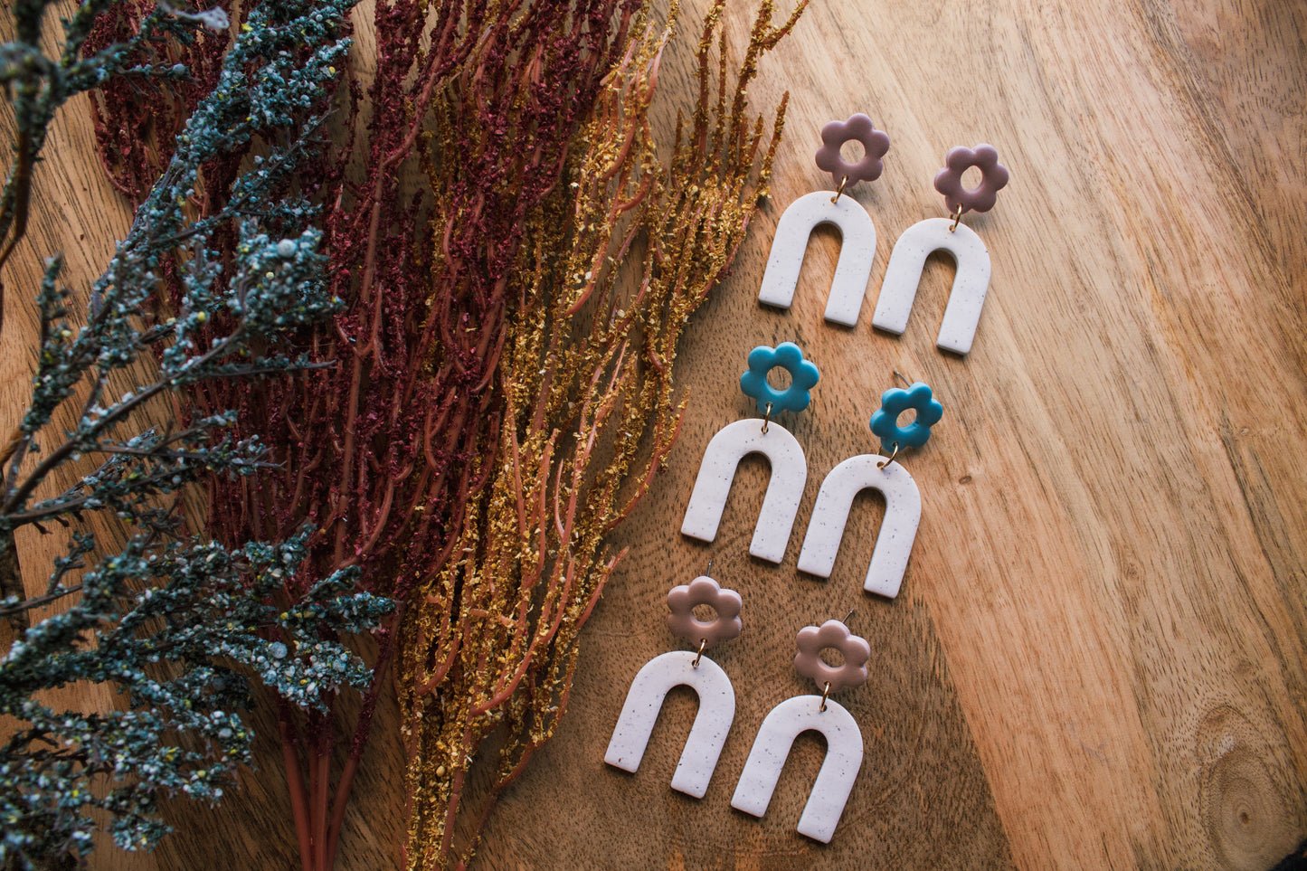 Simple Flower Rainbow Dangle Earrings