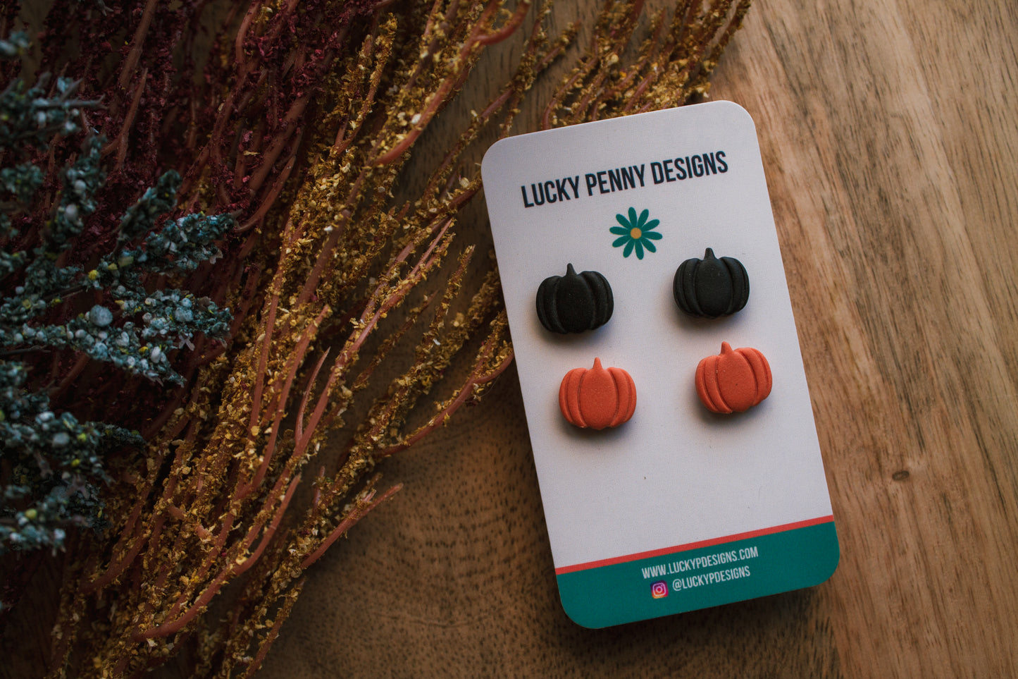 Classic Black and Orange Pumpkin Studs