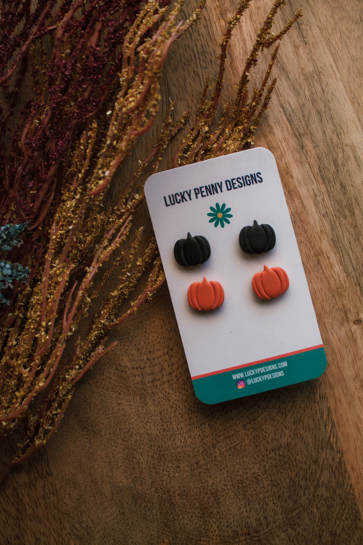 Classic Black and Orange Pumpkin Studs