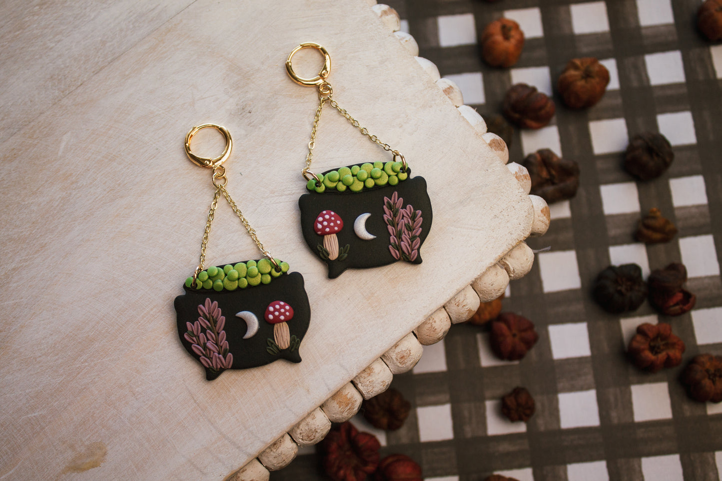 Mushroom Cauldron Earrings