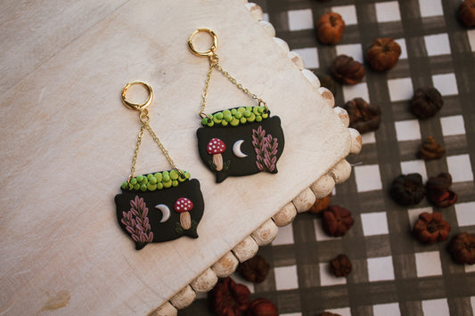 Mushroom Cauldron Earrings