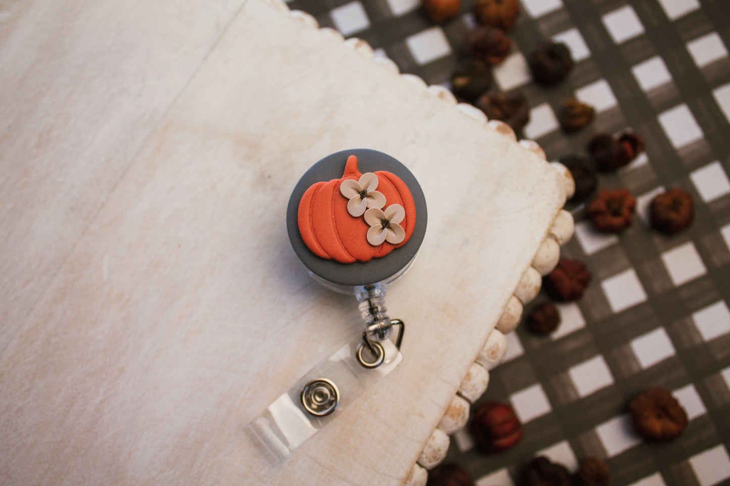 Floral Pumpkin Badge Reel