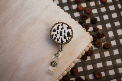 Western Cow Print Badge Reel