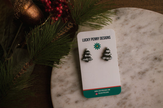 Flocked Christmas Tree Studs