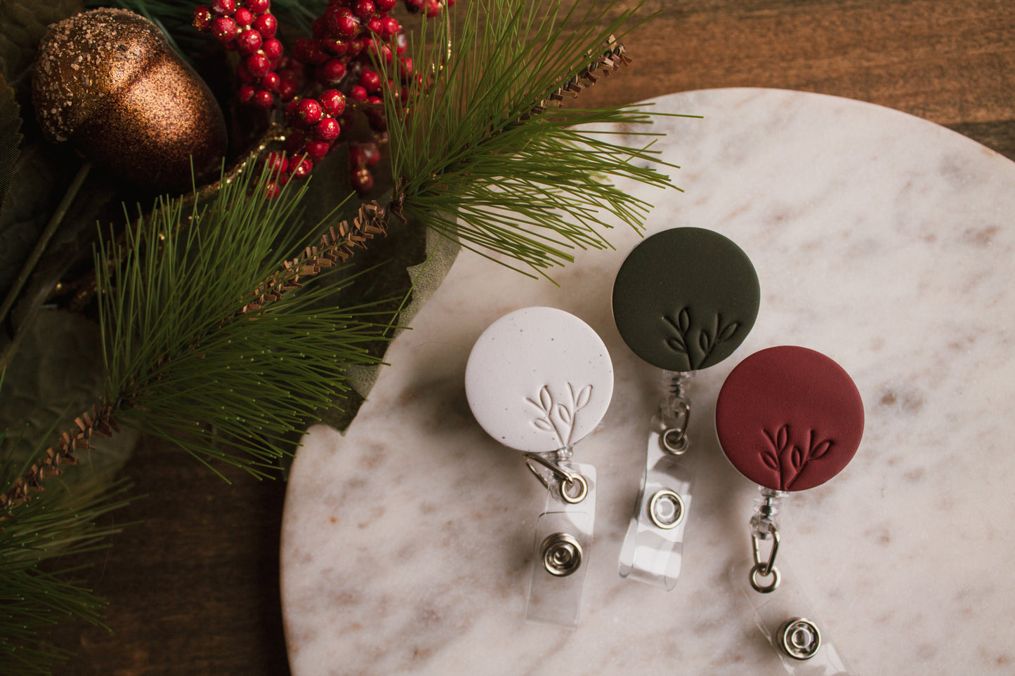 Simple Holiday Badge Reels (Red, Green and Speckled White)