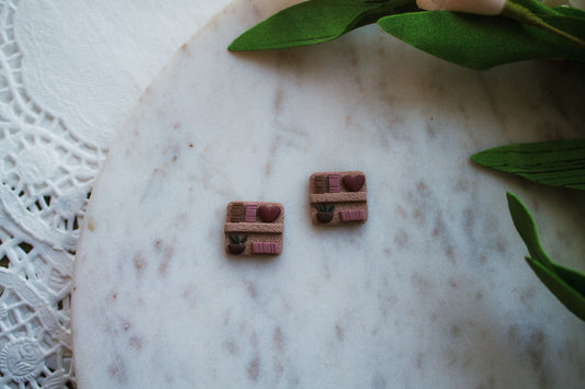 Lovers Bookshelf Stud Earrings