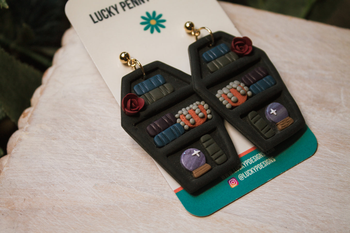 Tombstone Bookshelf Earrings