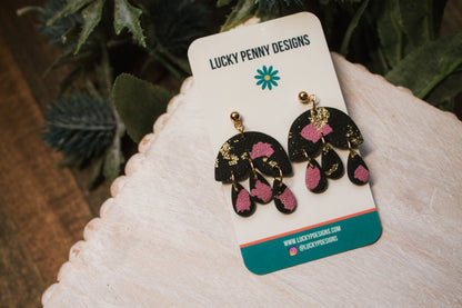 Black and Pink Marbled Dangles