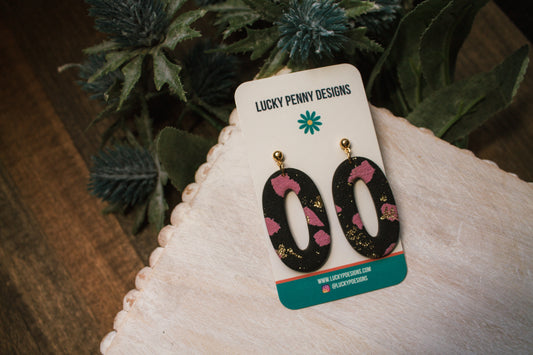 Marbled Pink and Black Ovals