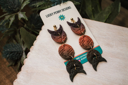 Purple Orange and Black Ombre Moon Phases