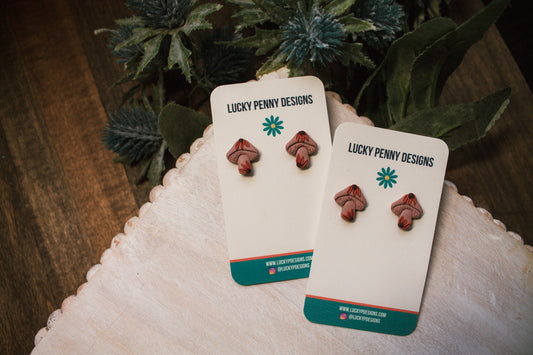 Blush Pink Floral Mushroom Studs