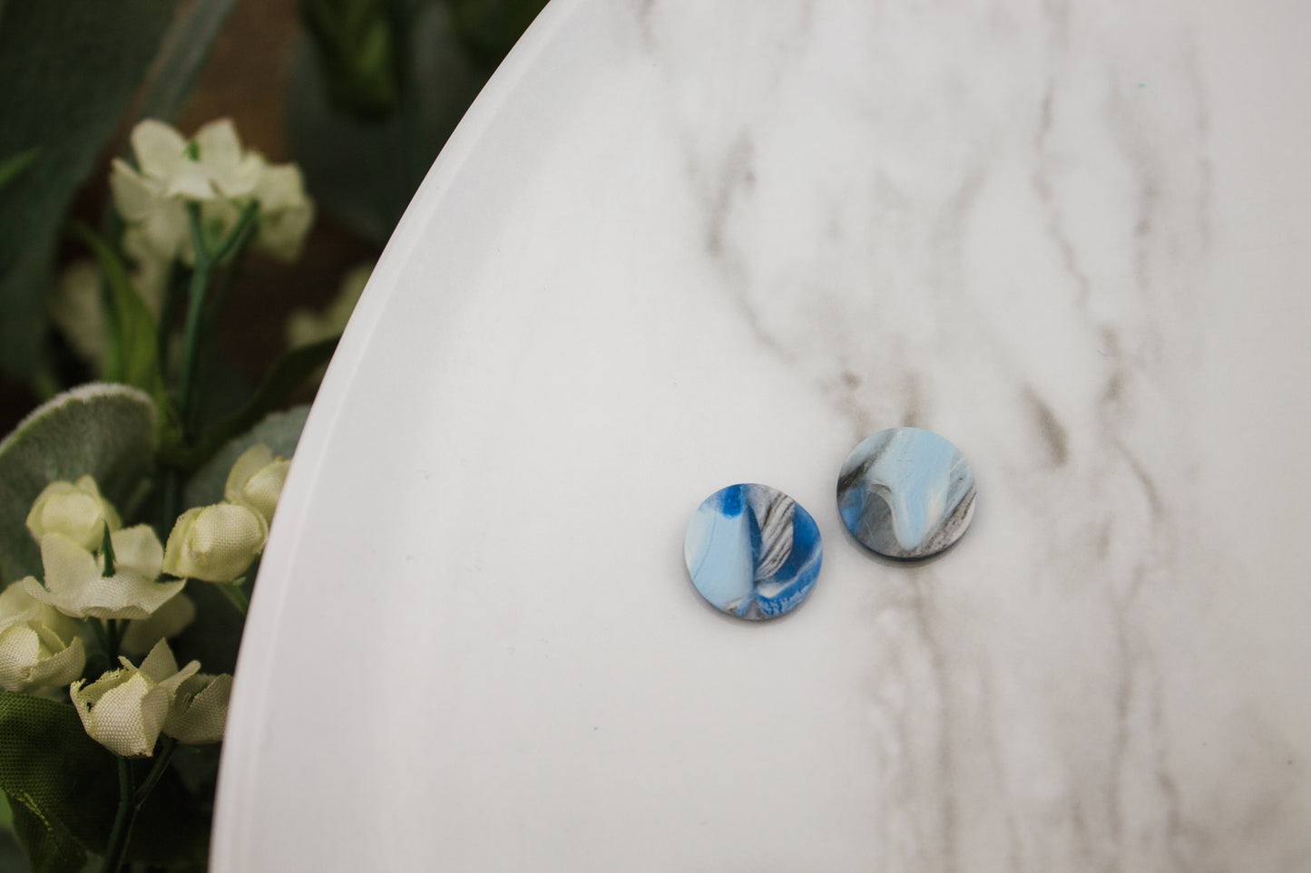 Blue and Black Marbled Studs