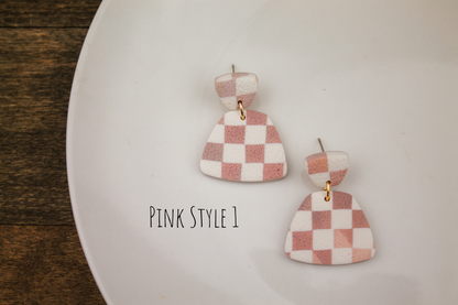 March Earring of the Month - Rainbow Checkered Dangles (Choose your colors)