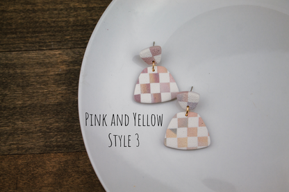 March Earring of the Month - Rainbow Checkered Dangles (Choose your colors)