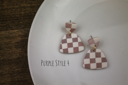 March Earring of the Month - Rainbow Checkered Dangles (Choose your colors)