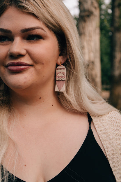 Vintage Pink Macramé Ear Hangings